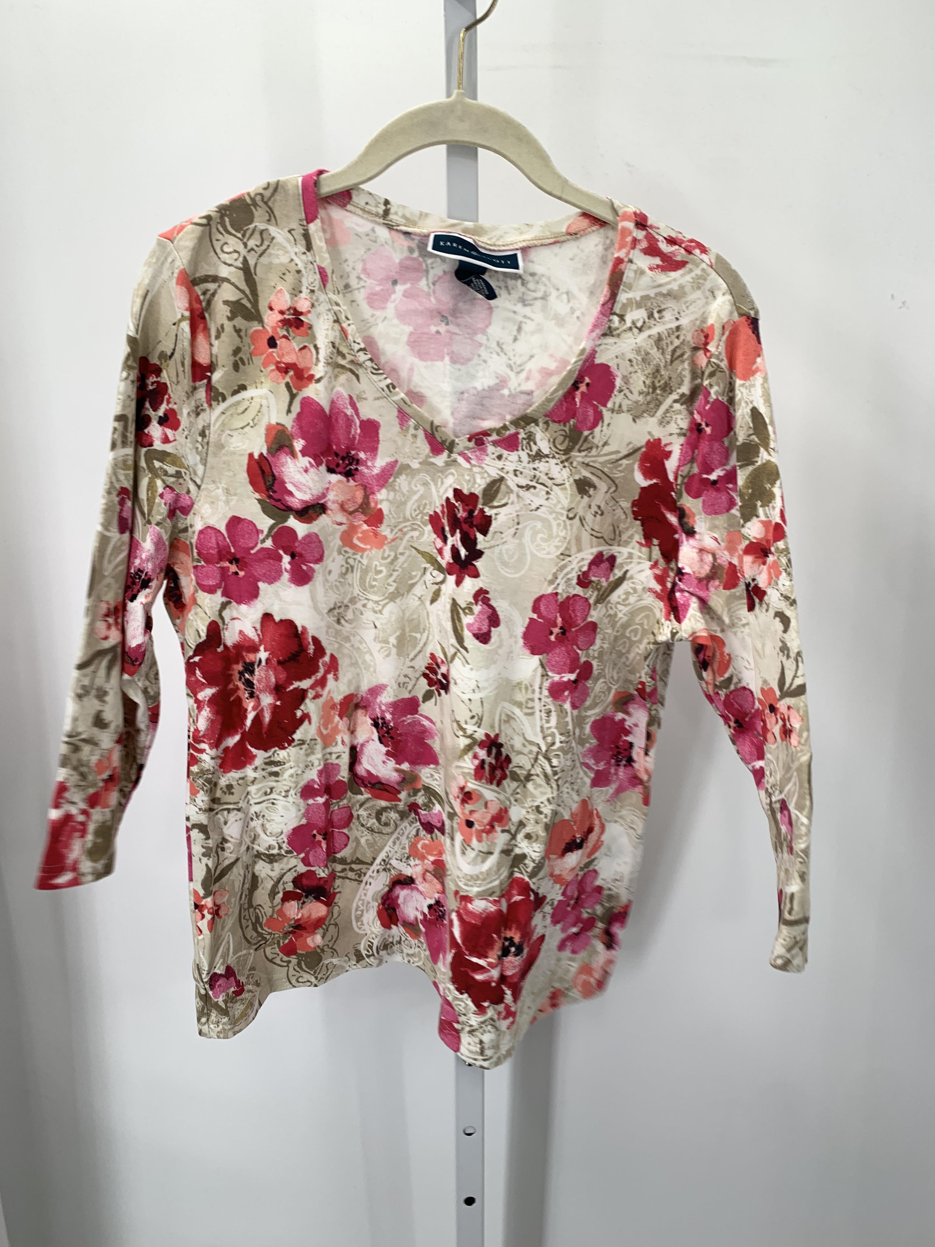 Karen Scott Size Large Misses 3/4 Sleeve Shirt