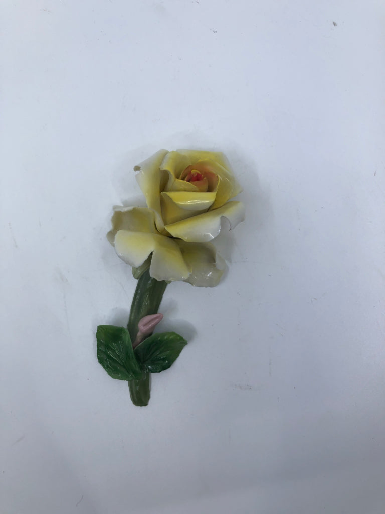 YELLOW ROSE PORCELAIN FLOWER.