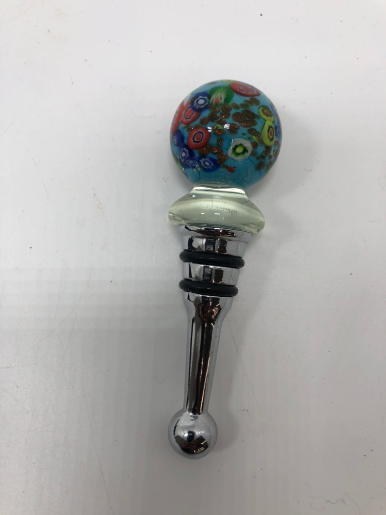 MILLEFIORE GLASS BOTTLE STOPPER IN BOX.