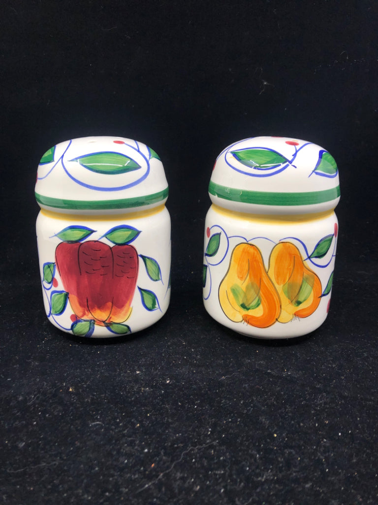 GIBSON FRUIT PAINTED S AND P SHAKERS.