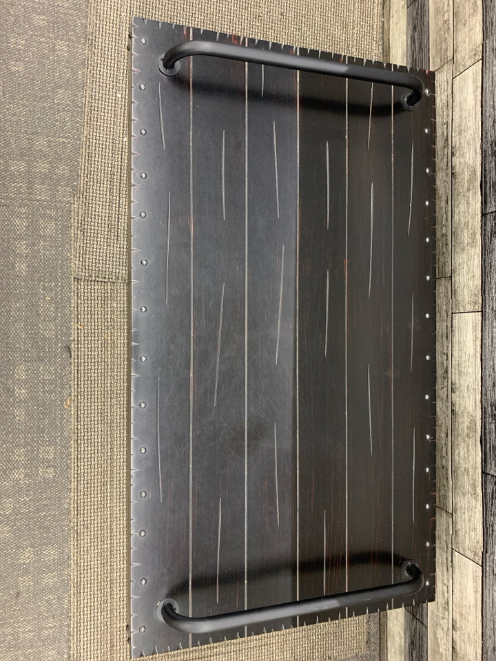 SHORT BLACK BAGGAGE CART INSPIRED COFFEE TABLE.