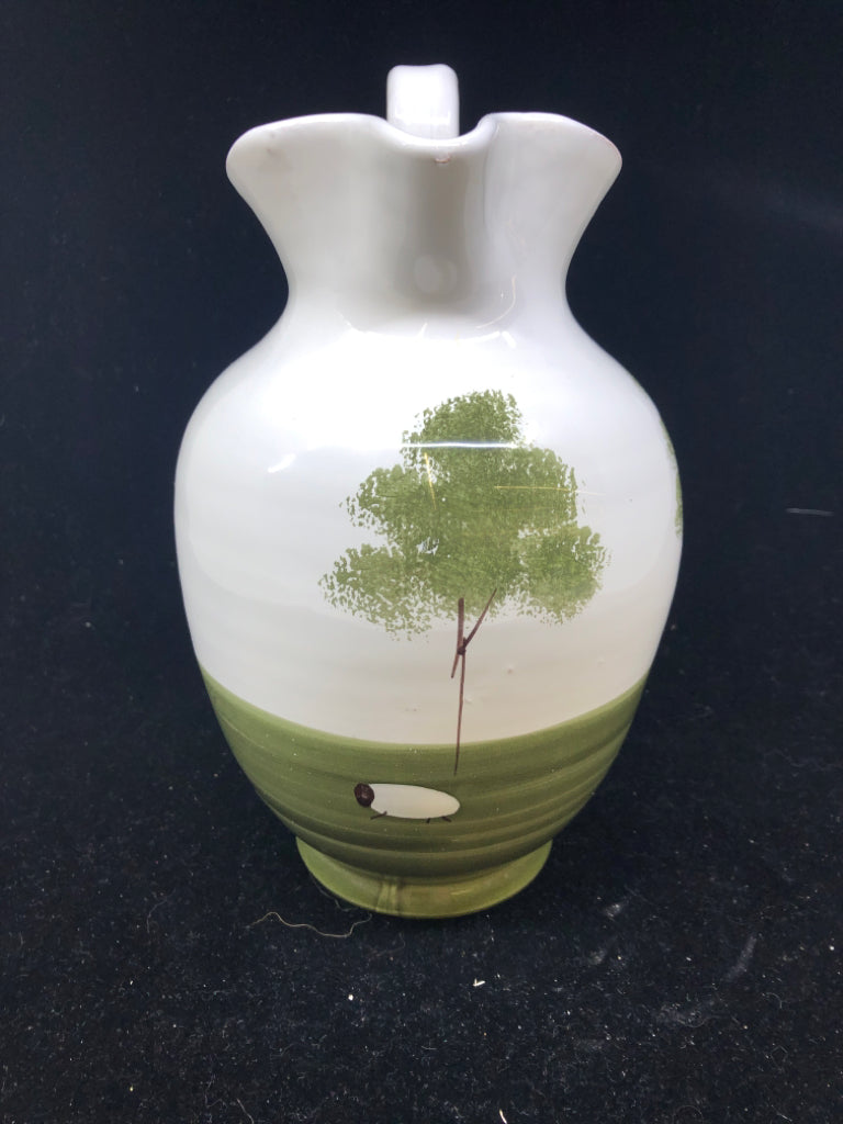 SHEEP IN FIELD W/ TREES PITCHER.