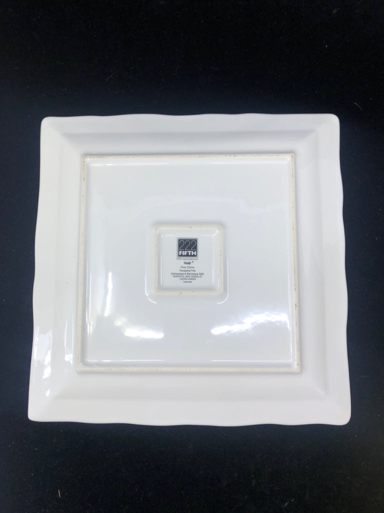 SQUARE WHITE CERAMIC SERVING PLATE ORANGE/YELLOW FLOWER.