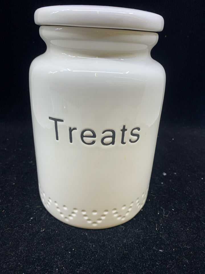 WHITE TREATS CANISTER.