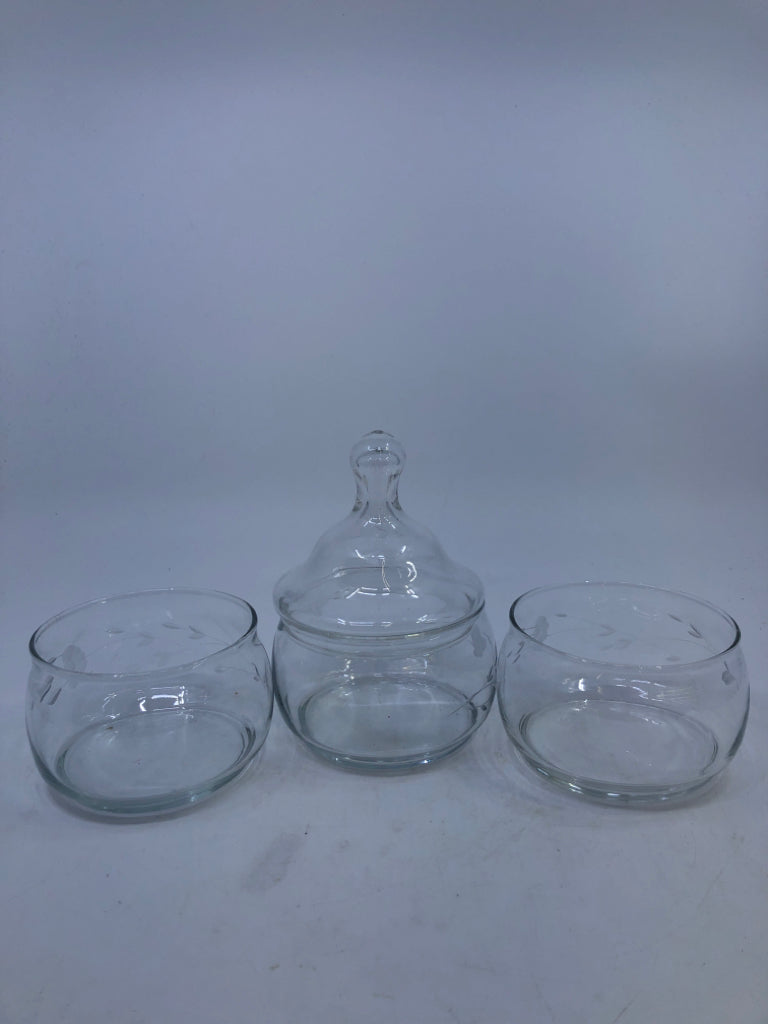 TRIPLE STACKED ETCHED CANDY DISH