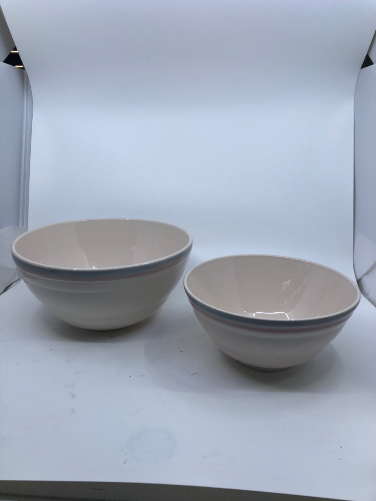 2 PINK AND GREY PFALTZGRAFF NESTING MIXING BOWLS.