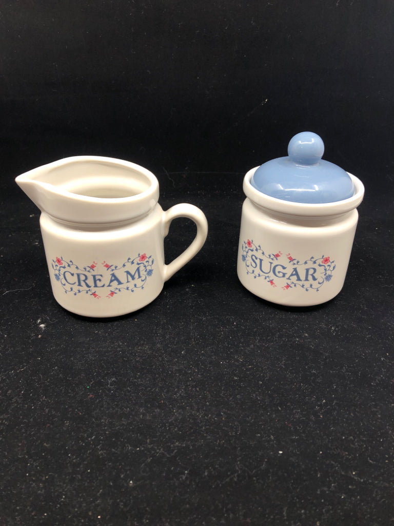 VTG BLUE AND PINK SUGAR AND CREAMER.