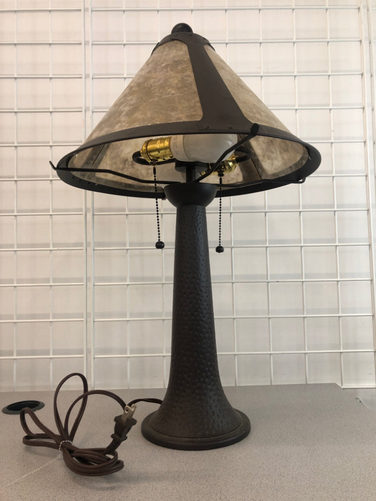 2-LIGHT METAL MICA LAMP.