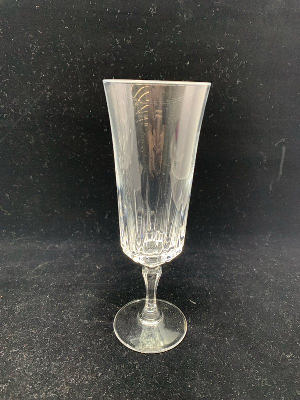 8 CUT GLASS CHAMPAGNE GLASSES.