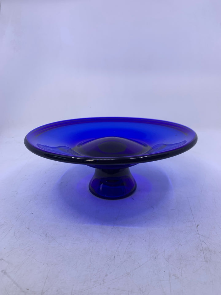 FOOTED COBALT BLUE GLASS.