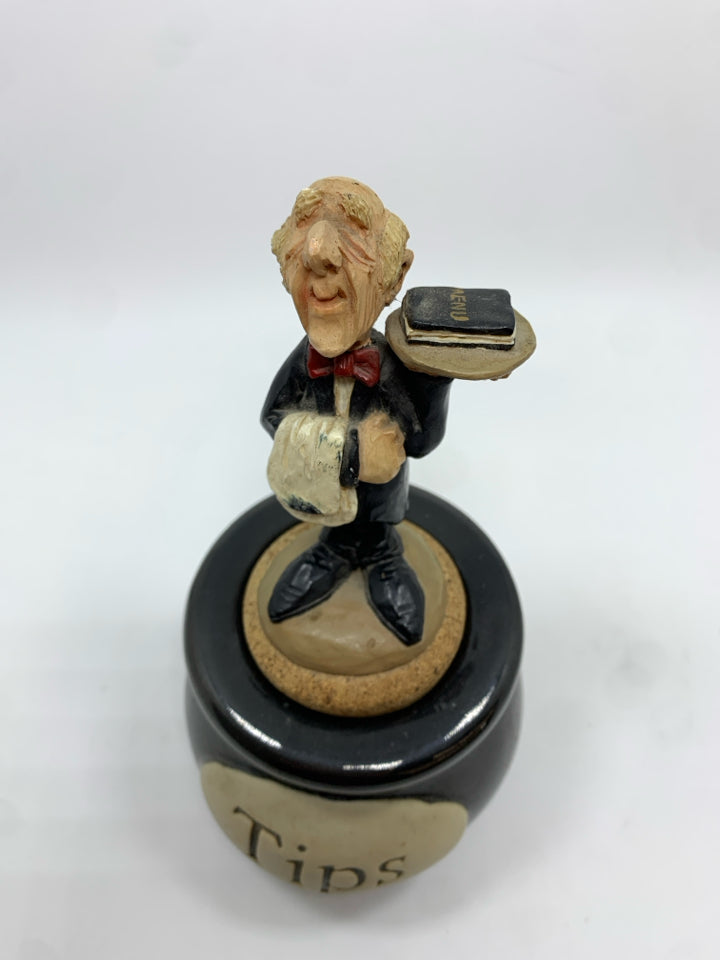 TIPS JAR W/OLD MAN WAITER CORK.