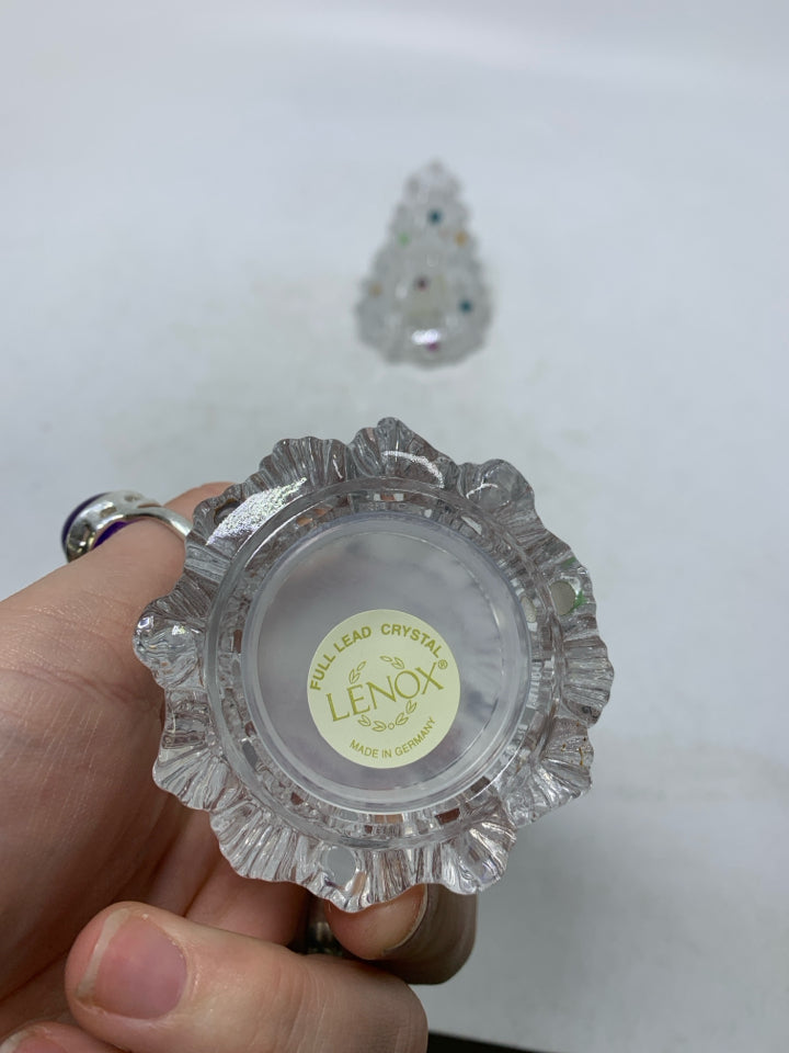 VTG LENOX CRYSTAL JEWELED CHRISTMAS TREE SALT/PEPPER SHAKERS IN BAG.