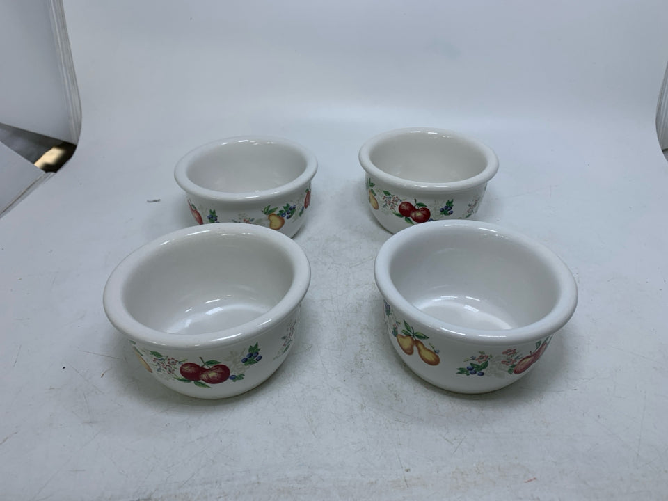 4 FRUIT PRINTED SPICE BOWLS.