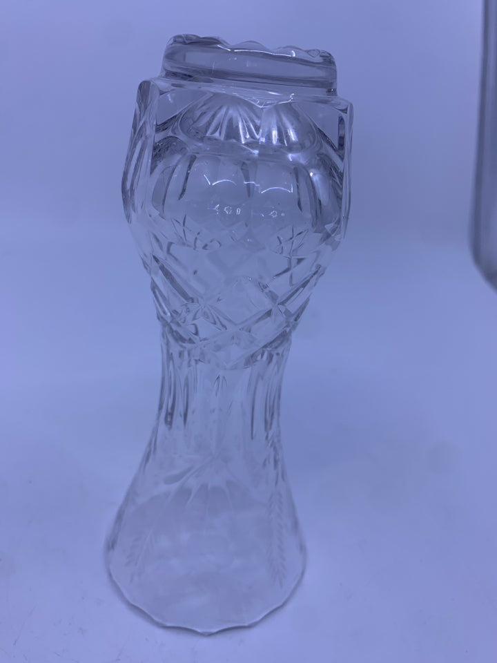 PRINCESS HOUSE CUT GLASS VASE W/ ETCHED FLOWERS/WHEAT.