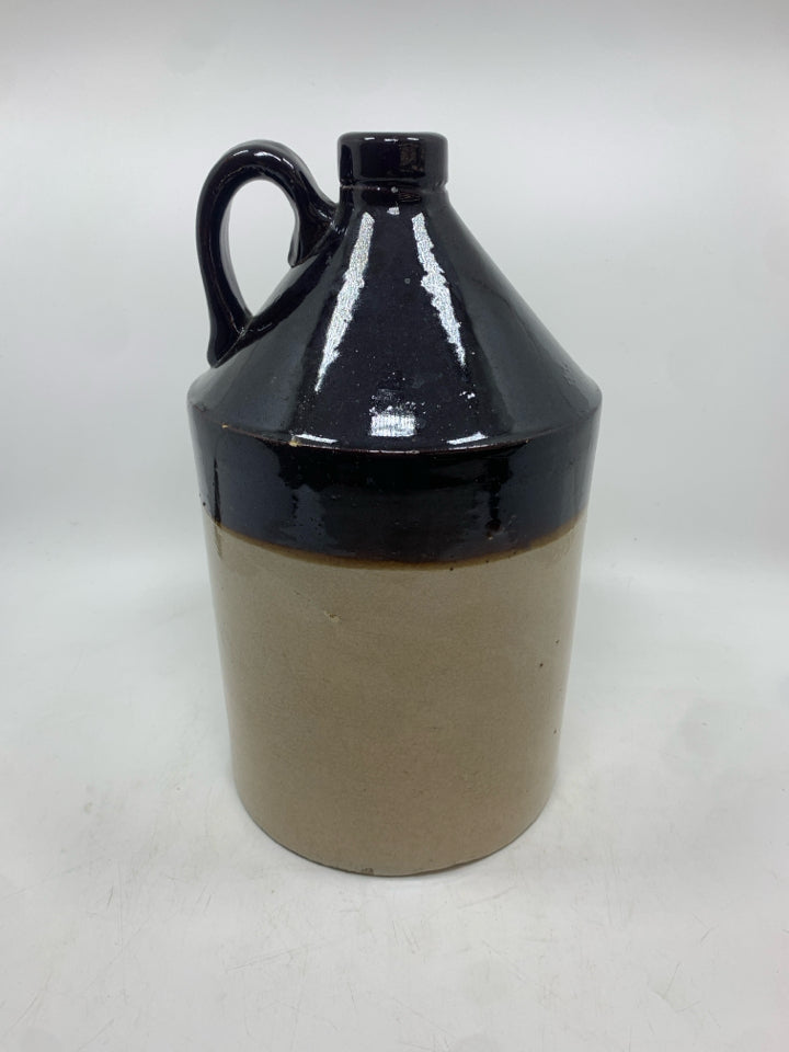 BROWN DRIP GLAZE POTTERY JUG.