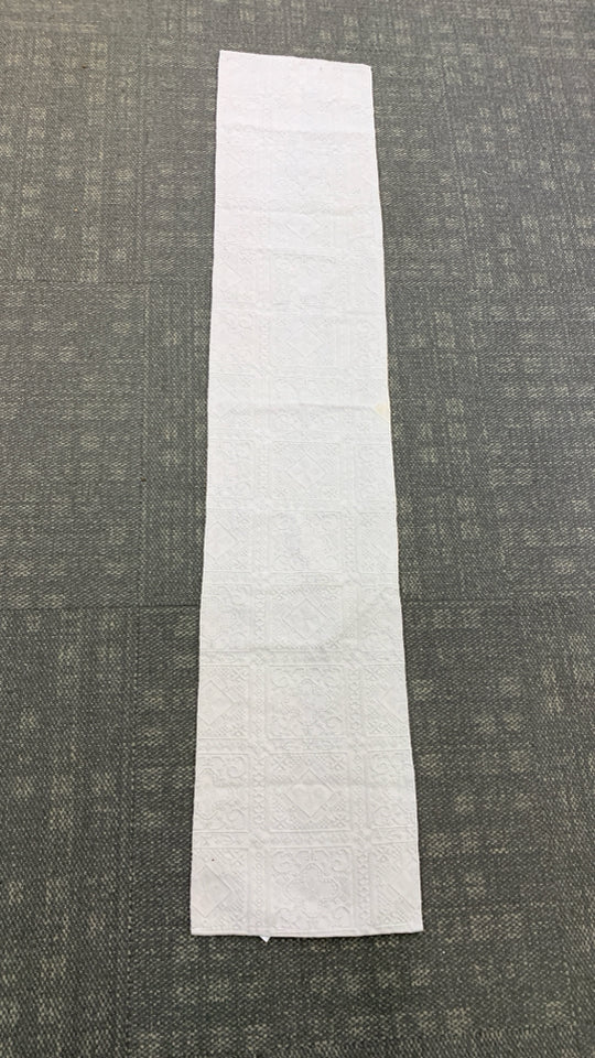 TAN EMBROIDERED TABLE RUNNER.