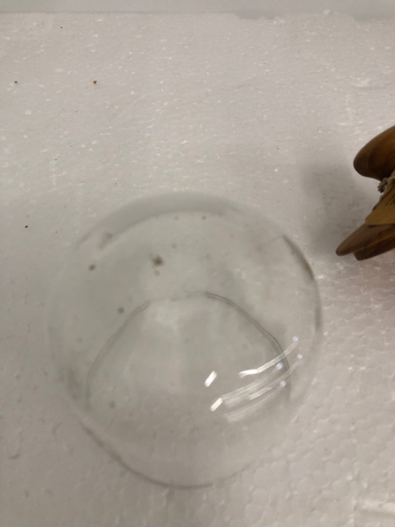 MINI GLASS HONEY STORAGE W/ WOOD TOP/HONEY STICK.