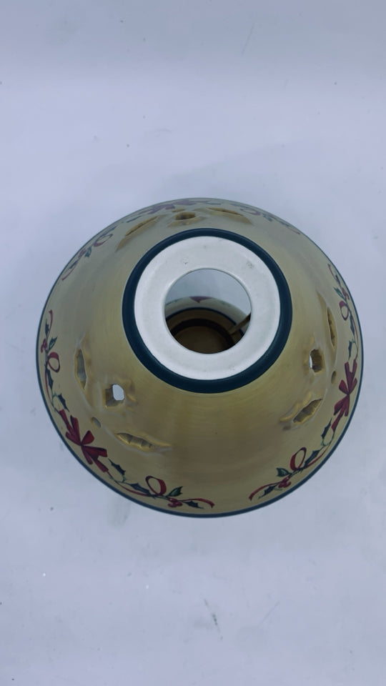 2pc CERAMIC CARDINAL/ HOLLY LENOX TEA LIGHT LAMP.