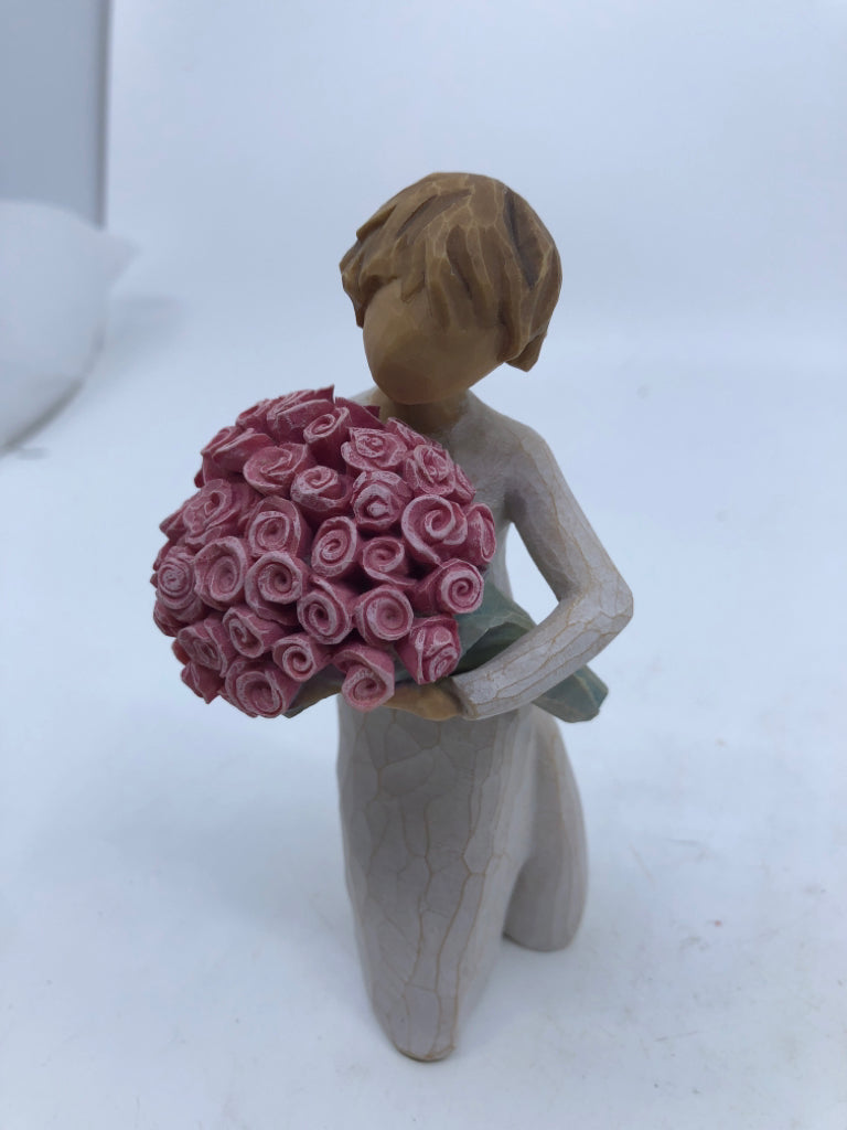 WILLOW TREE ABUNDANCE GIRL HOLDING ROSES.