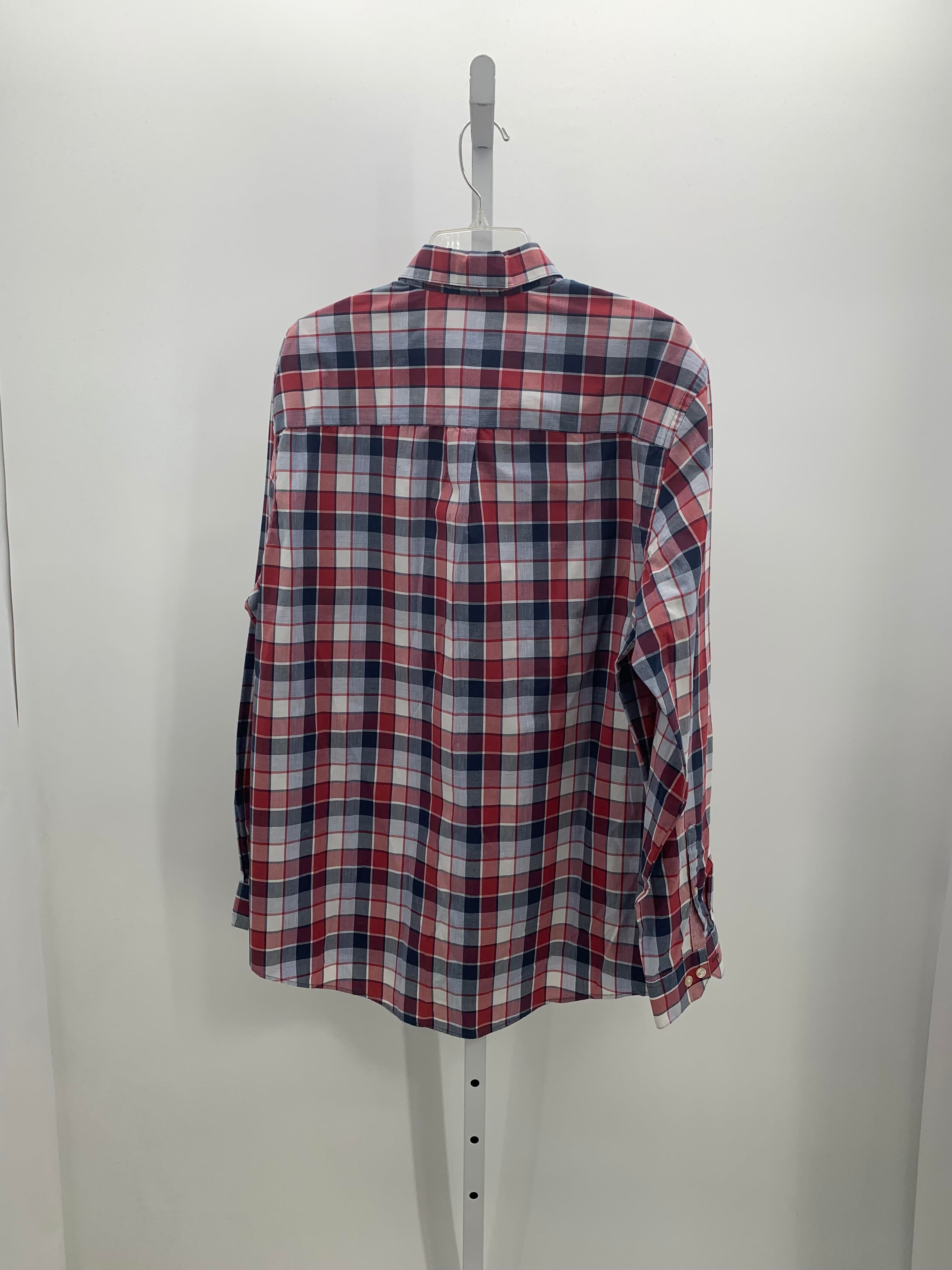 BLUE RED PLAID BUTTON DOWN