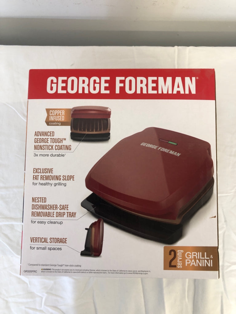 NIB GEORGE FOREMAN NON-STICK COPPER INFUSED GRILL & PANINI