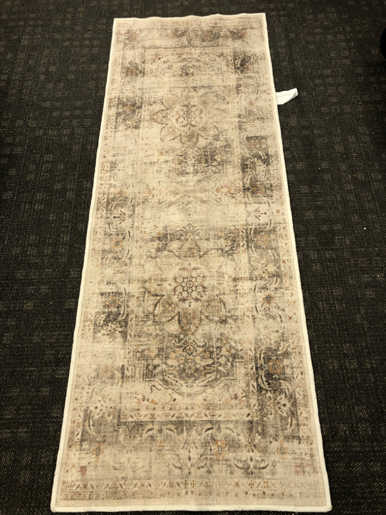 BEIGE FLORAL RUNNER- RUGGABLES.