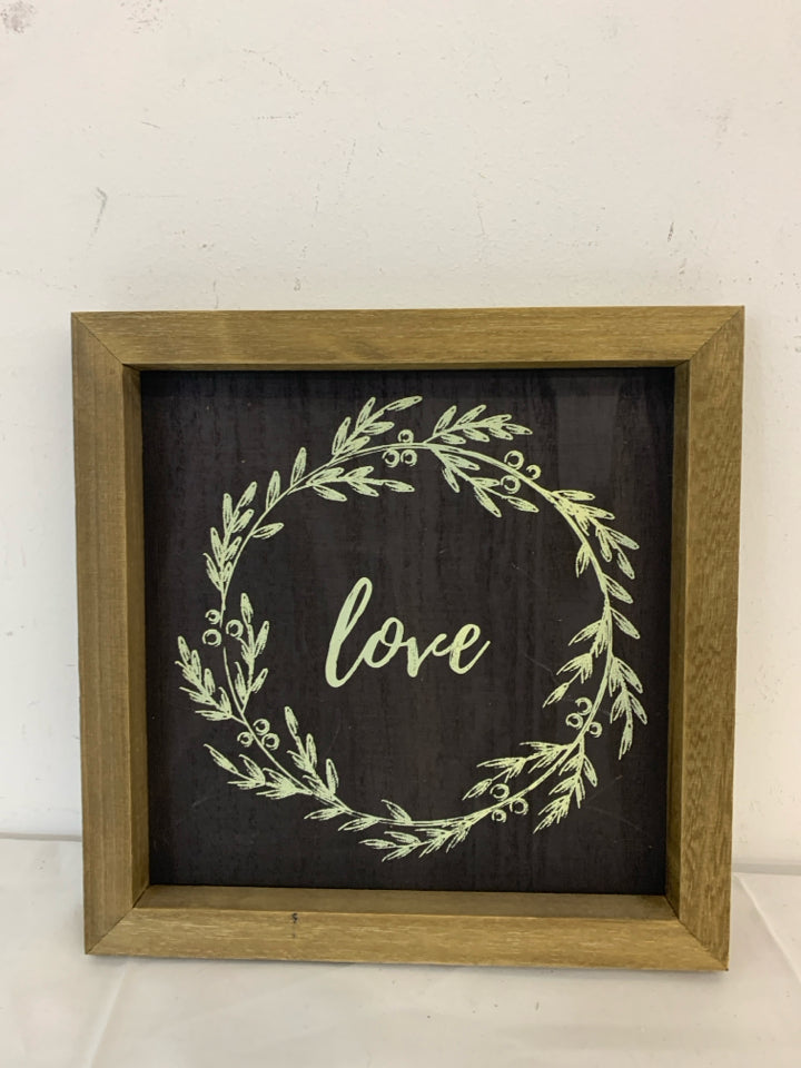 LOVE WALL HANGING IN WOOD FRAME.