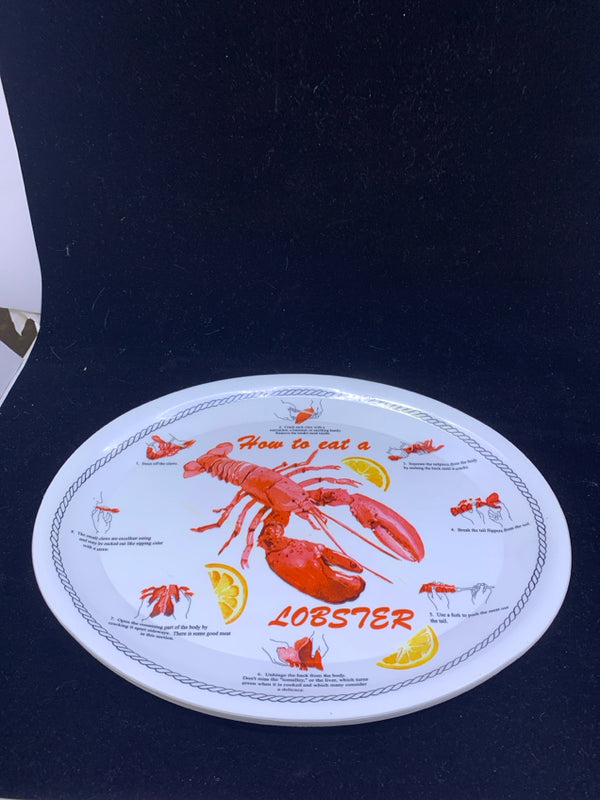 4 MELAMINE "HOW TO EAT LOBSTER OVAL PLATES.