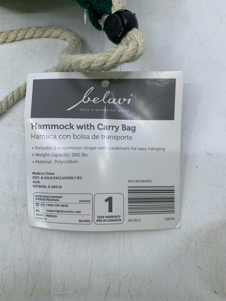 NIP GREEN HAMMOCK W/ CARRYING BAG.