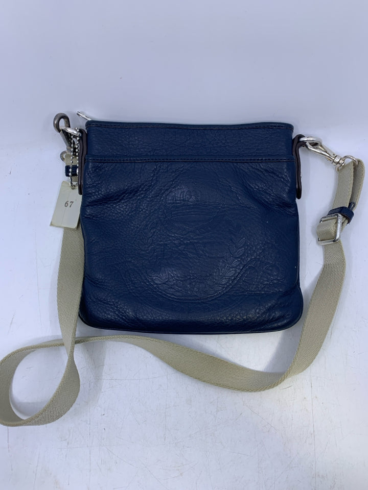 Lauren Ralph Lauren Navy Large Embossed Logo Leather Crossbody *Minor Wear/Marks