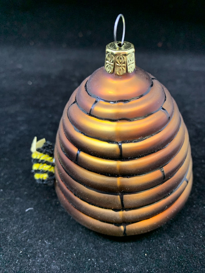BEEHIVE GLASS ORNAMENT.