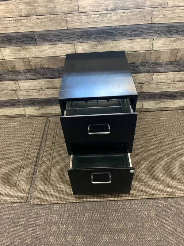 BLACK 2 DRAWER FILE CABINET W KEY.