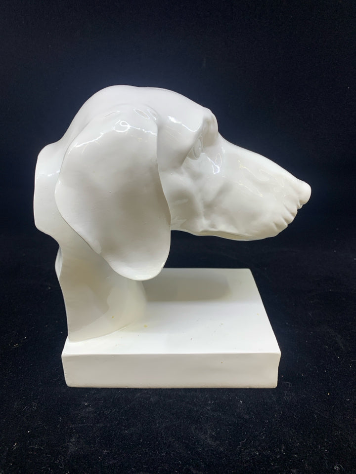1-WHITE DOG HEAD BOOKEND/SHELF DECOR.