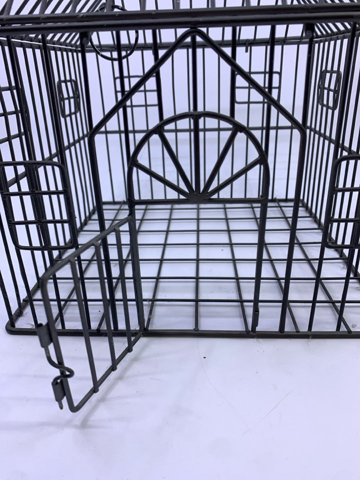 GREY METAL HANGING DECOR BIRDCAGE.