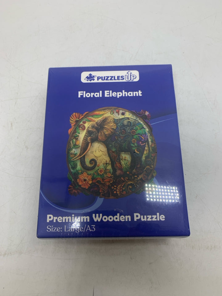 NEW FLORAL ELEPHANT WOODEN PUZZLE.