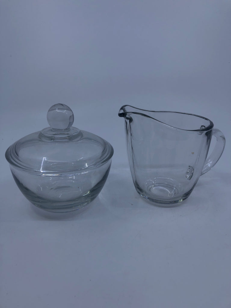 2PC GLASS CREAMER AND SUGAR.