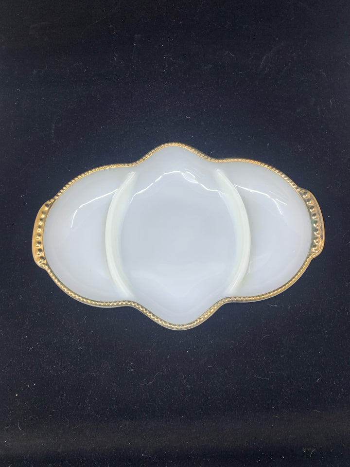 VTG DIVIDED OVAL SERVER- GOLD TRIM.