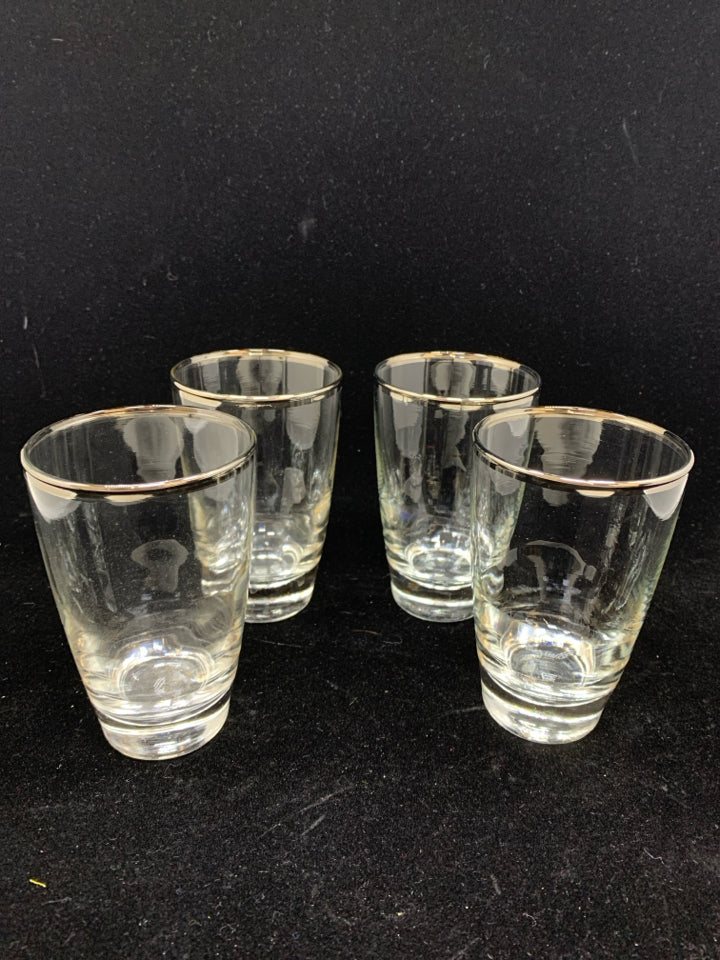 4PC VTG TUMBLERS W/SILVER RIM.