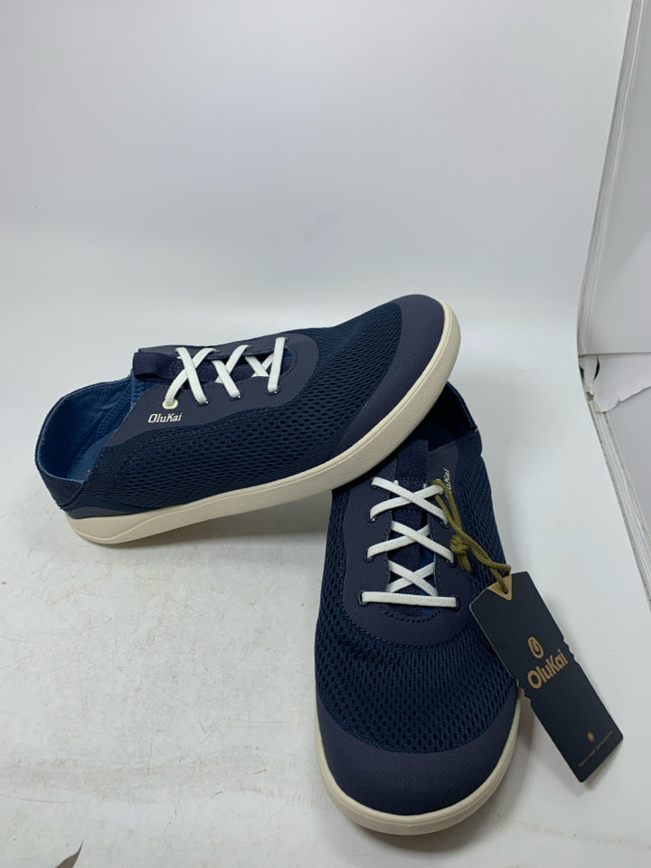 Olukai Moku Pae Trench Blue/Off White Mesh Boat Casual Sneakers- New With Tags