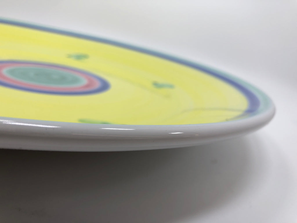CALECA YELLOW CAROUSEL ROUND SERVING PLATTER.