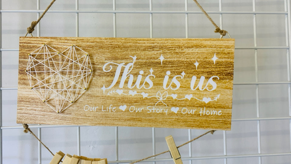 THIS IS US -STRING ART PAPER CLIP WALL HANGING WITH CLIPS.