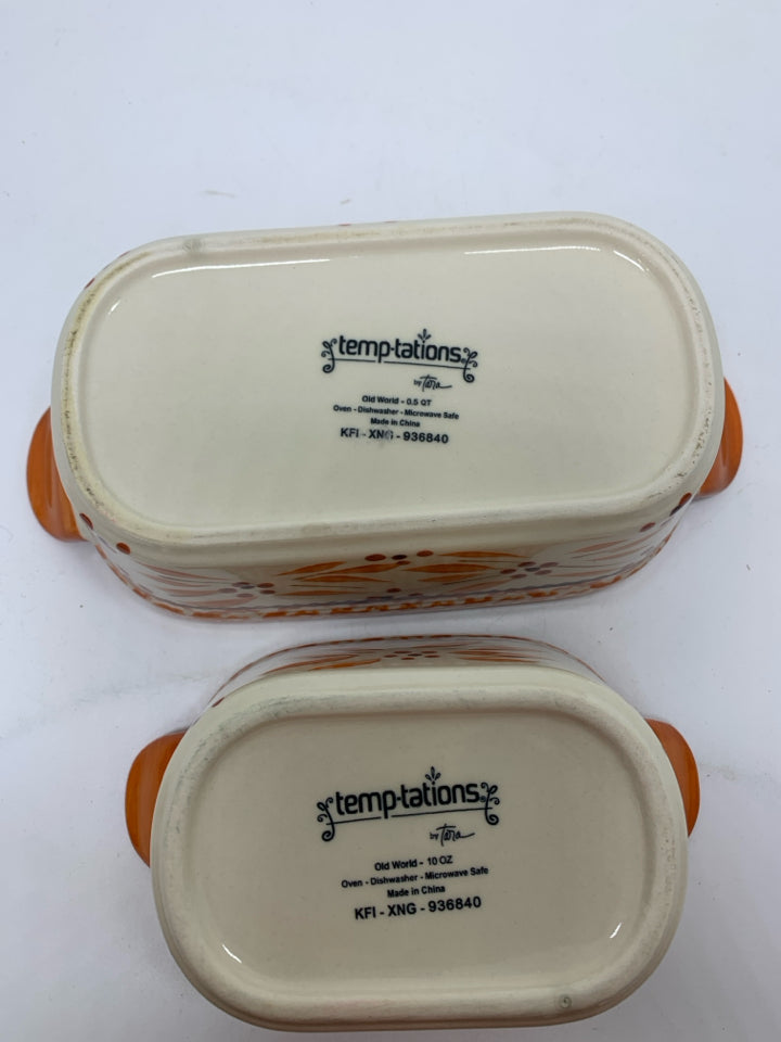 2 SMALL OVAL OLD WORLD BAKING DISHES.