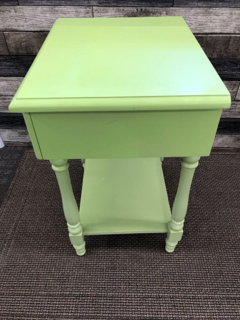 BRIGHT GREEN END TABLE.