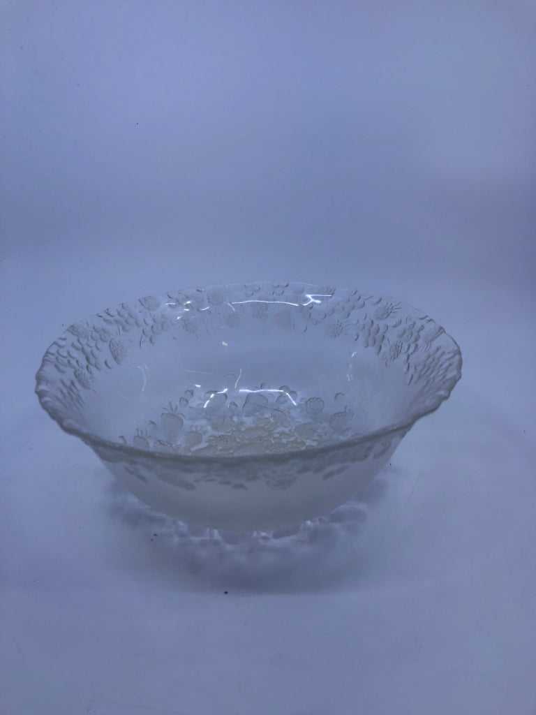 STRAWBERRY EMBOSSED SERVING BOWL.