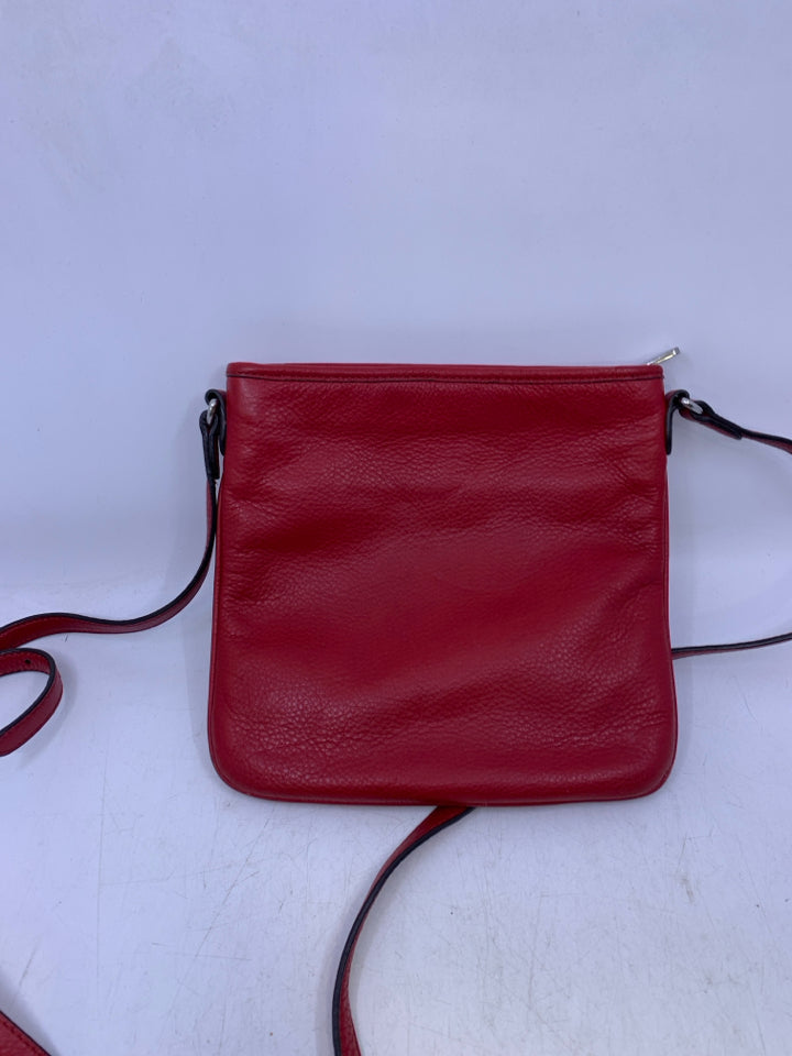 Lauren Ralph Lauren Red Large Embossed Logo Leather Crossbody *Minor Wear/Marks