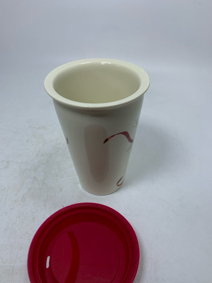 LENOX WINTER GREETINGS CARDINAL THERMAL TUMBLERS W/ SILICONE LID.