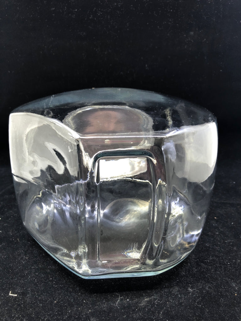 GLASS CONTAINER W/METAL LID.