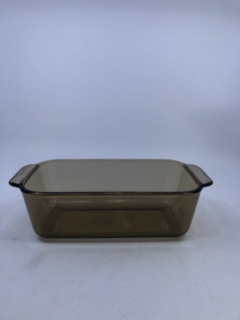 BROWN PYREX LOAF PAN.