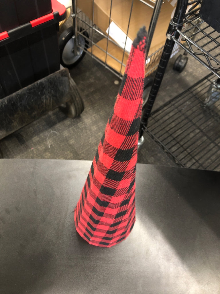 RED PLAID FABRIC TREE.
