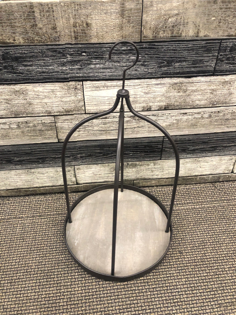 METAL DOME W/ WOOD BOTTOM HANGING DISPLAY.